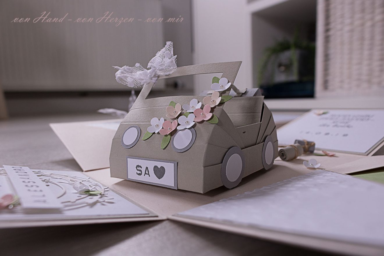 Hochzeitsexplosionsbox Mit Auto Doris Buhnar Von Hand Von Herzen Von Mir